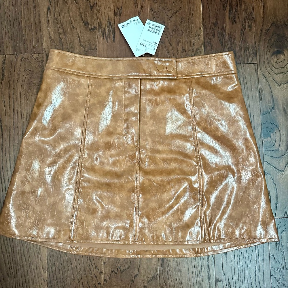 H&M Shiny Tan Mini Skirt